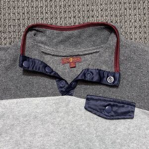 7 For All Mankind Mens XL fleece Pullover 1/4 Snap Button Collar Gray Colorblock